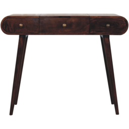 Artisan Furniture 3 Drawer Dark Brown Walnut Solid Wood Dressing Table with Foldable Mirror - thumbnail 4