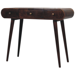Artisan Furniture 3 Drawer Dark Brown Walnut Solid Wood Dressing Table with Foldable Mirror - thumbnail 3
