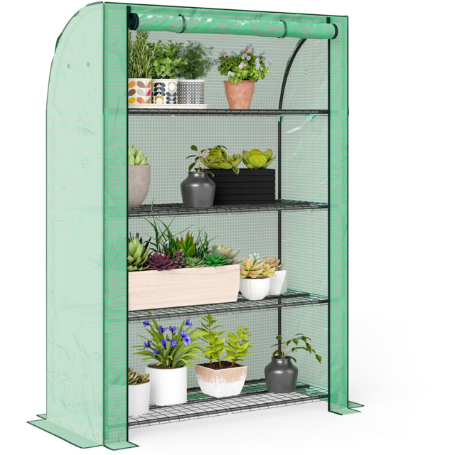 Outsunny Green Plastic 4-Tier Mini Greenhouse 4 x 1.6ft - image 1