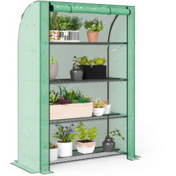 Outsunny Green Plastic 4-Tier Mini Greenhouse 4 x 1.6ft - thumbnail 1
