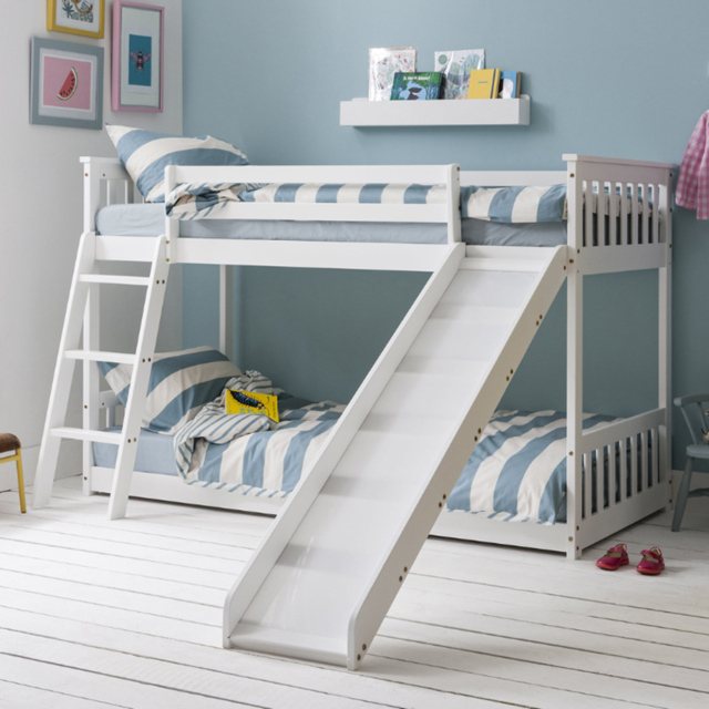 Noa and Nani Tuva White Low Cabin Bed with Bunk Underbed and Play Area