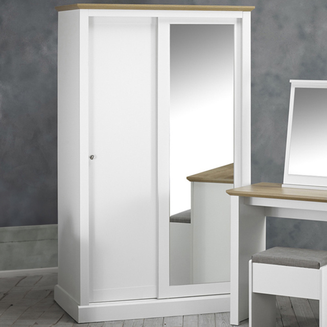 Devon 2 Door White Sliding Wardrobe - image 1