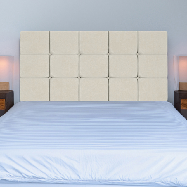 Bedmaster Pearl Small Double Cream Naples Velvet Squared Headboard - image 1