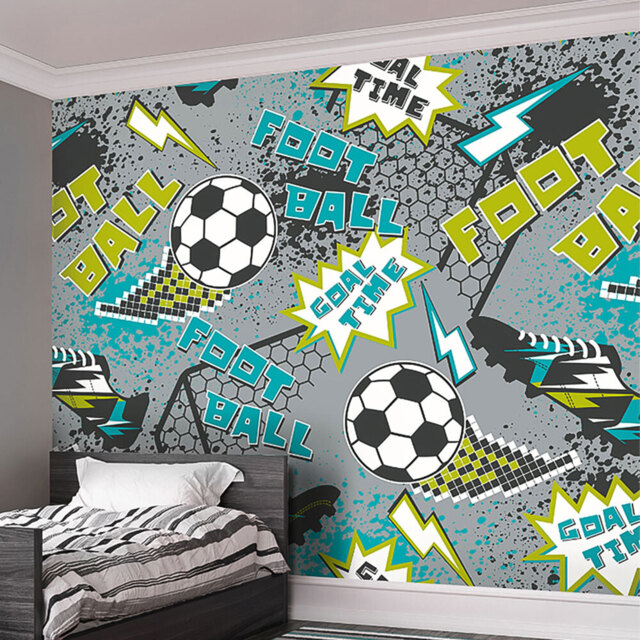 Origin Murals Graphic Pixel Footballs Grey Wall Mural - image 1