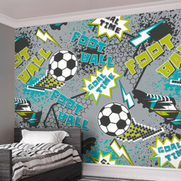 Origin Murals Graphic Pixel Footballs Grey Wall Mural