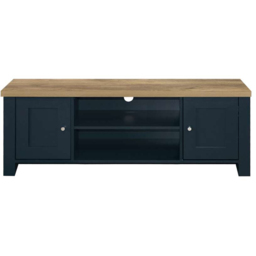 Highgate 2 Drawer 2 Shelf Navy Blue Oak Large TV Unit - thumbnail 3