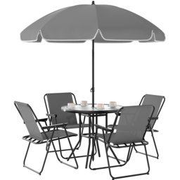 Outsunny 4 Seater Grey Garden Furniture Set with Parasol - thumbnail 2