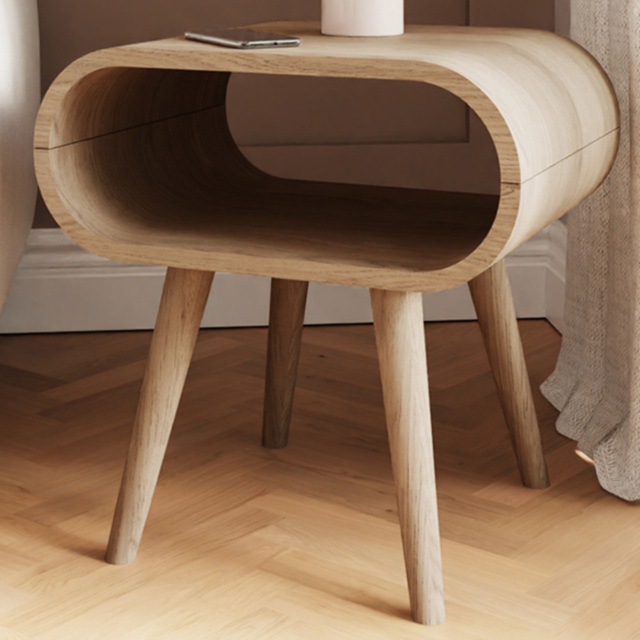 GFW Vionna Natural Oak Single Shelf Curved Side Table - image 1
