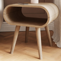 GFW Vionna Natural Oak Single Shelf Curved Side Table