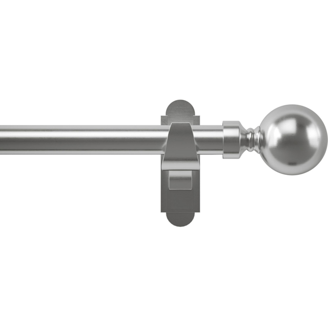 Rothley 165-300cm Solid Orb Finials Extendable Brushed Stainless Curtain Pole - image 1