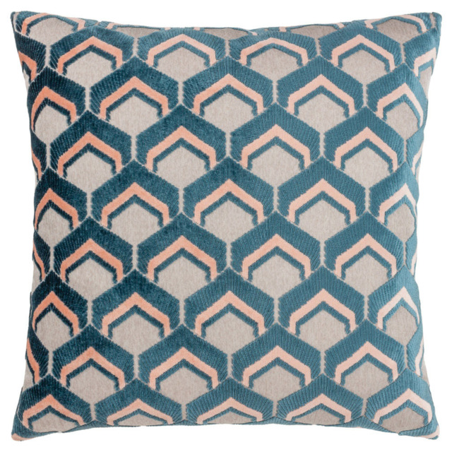 Paoletti Ledbury Smoke and Rose Velvet Jacquard Cushion - image 1