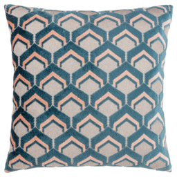 Paoletti Ledbury Smoke and Rose Velvet Jacquard Cushion - thumbnail 1