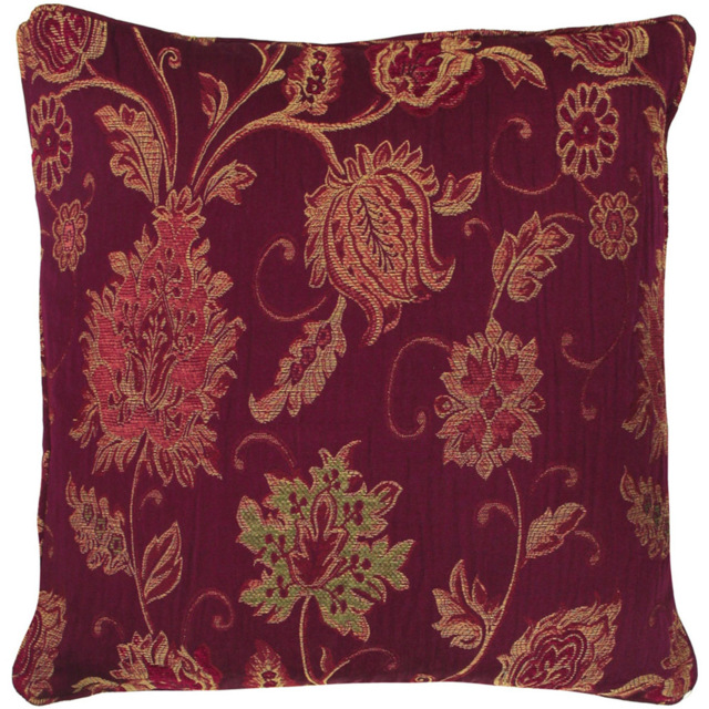 Paoletti Zurich Burgundy Floral Jacquard Cushion - image 1
