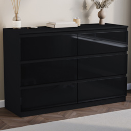 Vida Designs Glinton 6 Drawer Black Chest of Drawers - thumbnail 1