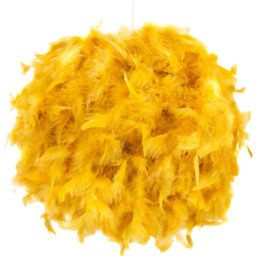 Happy Homewares Large Ochre Real Feather Decorated Ceiling Pendant Shade