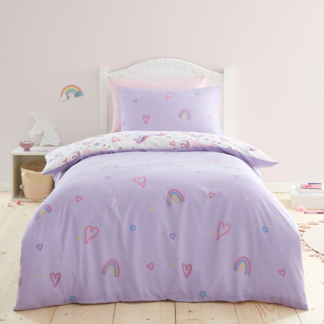 Rainbow Purple Single Unicorn Duvet Set - image 1