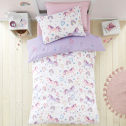 Rainbow Purple Single Unicorn Duvet Set - thumbnail 2