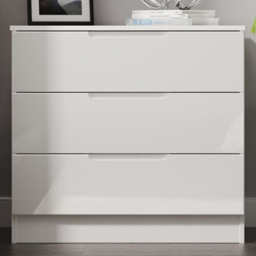 Crowndale Milan White Gloss and White 3 Drawer Chest of Drawers Ready Assembled - thumbnail 1