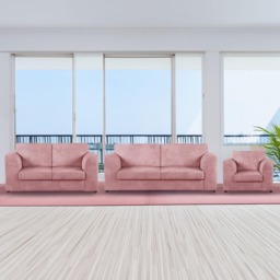 Luxor 6 Seater Pink Jumbo Cord Sofa Set with Full Back