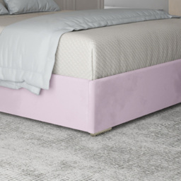 Alison Pink Single Velvet Upholstered Metal Bed Frame with Panelled Headboard - thumbnail 4