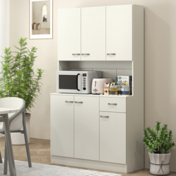 Portland Cream White 6 Door Single Drawer Freestanding Kitchen Storage Cabinet - thumbnail 1