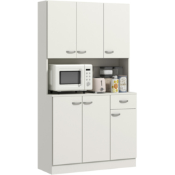 Portland Cream White 6 Door Single Drawer Freestanding Kitchen Storage Cabinet - thumbnail 2