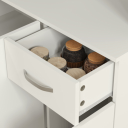 Portland Cream White 6 Door Single Drawer Freestanding Kitchen Storage Cabinet - thumbnail 4