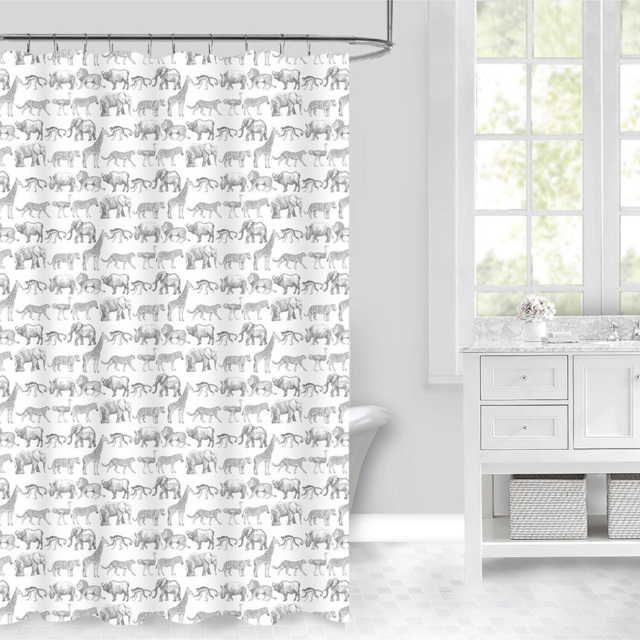 Aura Bathroom Mono Safari Shower Curtain 180 x 180cm - image 1