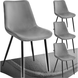 tectake Monroe Grey Velvet Look Padded Dining Chair Set of 4 - thumbnail 2
