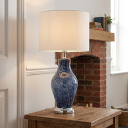Adira White Shade Blue Table Lamp - thumbnail 3