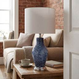 Adira White Shade Blue Table Lamp - thumbnail 2