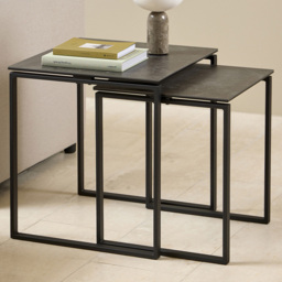 Florence Katrine Ceramic Black Square Nest of Tables Set of 2 - thumbnail 1