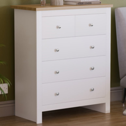 Vida Designs Arlington 5 Drawer White Shaker Style Chest of Drawers - thumbnail 1
