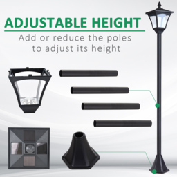 Outsunny Black LED Solar Lamp Post - thumbnail 4