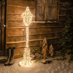 The Christmas Centre 720 Warm White Micro LED Gold Laser Lit Lamp Post 4.9ft - thumbnail 4