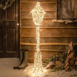 The Christmas Centre 720 Warm White Micro LED Gold Laser Lit Lamp Post 4.9ft - thumbnail 1
