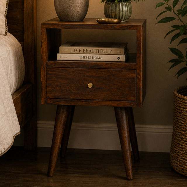 Artisan Furniture Chestnut Single Drawer Single Shelf Solid Wood Mini Bedside Table - image 1