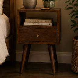 Artisan Furniture Chestnut Single Drawer Single Shelf Solid Wood Mini Bedside Table - thumbnail 1