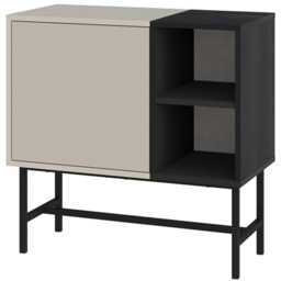 Decortie Mona Sandstone and Black Wood Single Door 2 Shelf Mini Console Table - thumbnail 2