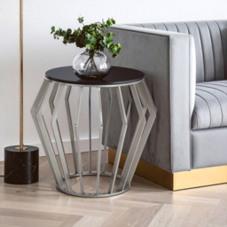 Premier Housewares Black Glass Silver Round Table - thumbnail 3