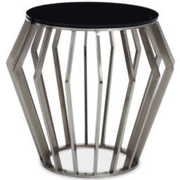 Premier Housewares Black Glass Silver Round Table - thumbnail 2