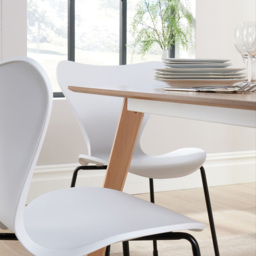 Home Source White Curved 4 Seater Veneer Top Dining Set - thumbnail 4