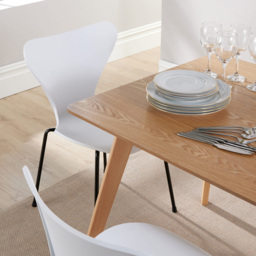 Home Source White Curved 4 Seater Veneer Top Dining Set - thumbnail 3