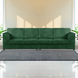 Luxor 4 Seater Green Jumbo Cord Long Sofa with Full Back