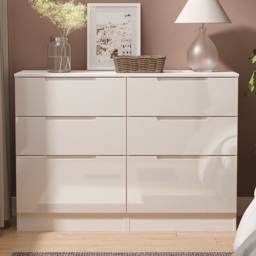 Crowndale Milan Kashmir Gloss and Kashmir 6 Drawer Wide Chest of Drawers Ready Assembled