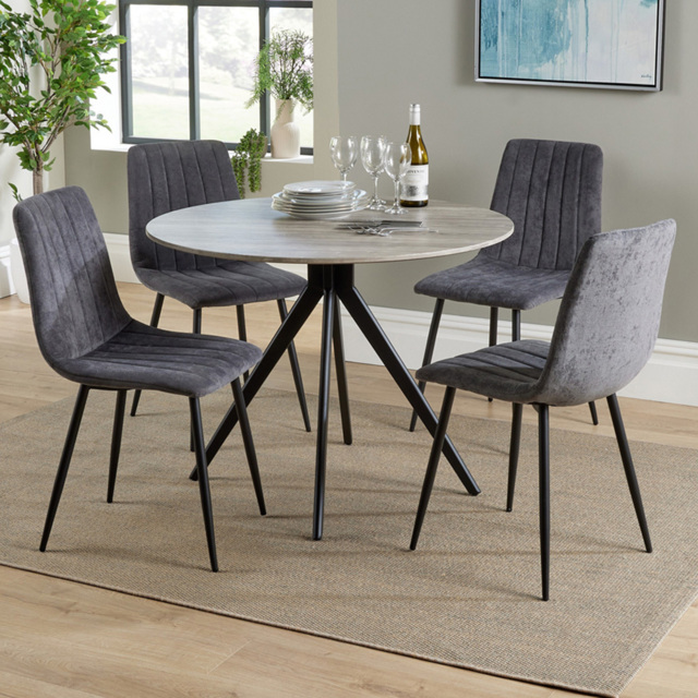 Core Products Aspen 4 Seater Grey Oak Round Dining Set - image 1