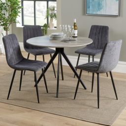 Core Products Aspen 4 Seater Grey Oak Round Dining Set