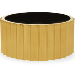 Premier Housewares Alvaro Black Glass Top Round Coffee Table with Gold Titanium Base - thumbnail 2