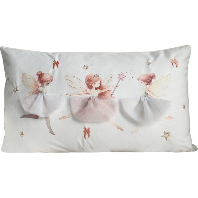White Woodland Fairies Cushion 30 x 50cm
