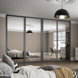 Spacepro Shaker 4 Door Graphite Frame Mirror Sliding Wardrobe Kit 2898mm - thumbnail 2